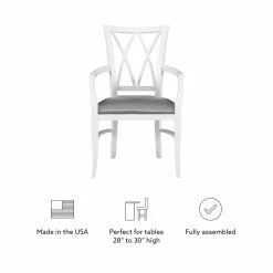 Best Pirce 🥰 Linon Ainsley Wood Commercial Grade Dining Arm Chair In White 👏 -Cheap Office Chairs Store 2484342 10 L