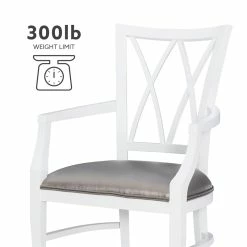 Best Pirce 🥰 Linon Ainsley Wood Commercial Grade Dining Arm Chair In White 👏 -Cheap Office Chairs Store 2484342 11 L