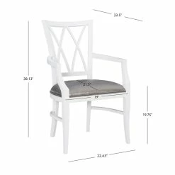 Best Pirce 🥰 Linon Ainsley Wood Commercial Grade Dining Arm Chair In White 👏 -Cheap Office Chairs Store 2484342 12 L