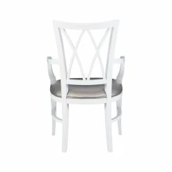 Best Pirce 🥰 Linon Ainsley Wood Commercial Grade Dining Arm Chair In White 👏 -Cheap Office Chairs Store 2484342 5 L