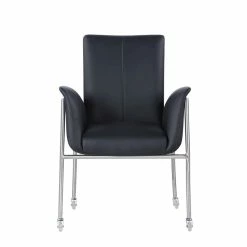 Cheapest 💯 Milan Ivan Black Faux Leather Arm Chair With Stainless Steel Frame And Casters 😍 -Cheap Office Chairs Store 2487712 2 L