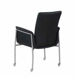Cheapest 💯 Milan Ivan Black Faux Leather Arm Chair With Stainless Steel Frame And Casters 😍 -Cheap Office Chairs Store 2487712 4 L