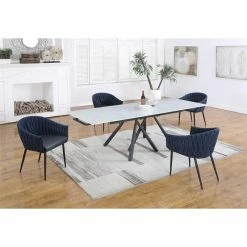 Deals ⌛ Milan Dom Blue Fabric/PU Arm Chair With Matte Black Frame (Set Of 2) 🔥 -Cheap Office Chairs Store 2488205 1 L