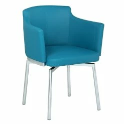 Best deal 🎉 Milan Denise Turquoise Blue Faux Leather Club Arm Chair With Swivel (Set Of 2) 🌟