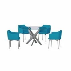 Best deal 🎉 Milan Denise Turquoise Blue Faux Leather Club Arm Chair With Swivel (Set Of 2) 🌟 -Cheap Office Chairs Store 2488206 2 L