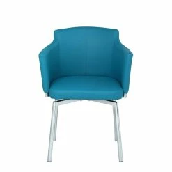 Best deal 🎉 Milan Denise Turquoise Blue Faux Leather Club Arm Chair With Swivel (Set Of 2) 🌟 -Cheap Office Chairs Store 2488206 4 L