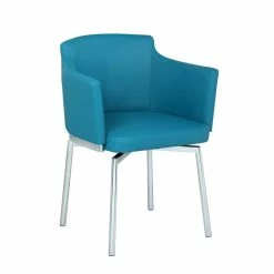 Best deal 🎉 Milan Denise Turquoise Blue Faux Leather Club Arm Chair With Swivel (Set Of 2) 🌟 -Cheap Office Chairs Store 2488206 5 L