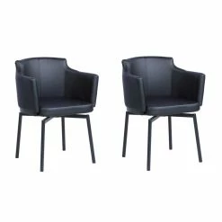 Buy ❤️ Milan Denis Matte Black Faux Leather Club Arm Chair W/ Memory Swivel (Set Of 2) 🤩 -Cheap Office Chairs Store 2488264 7 L