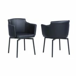 Buy ❤️ Milan Denis Matte Black Faux Leather Club Arm Chair W/ Memory Swivel (Set Of 2) 🤩 -Cheap Office Chairs Store 2488264 8 L