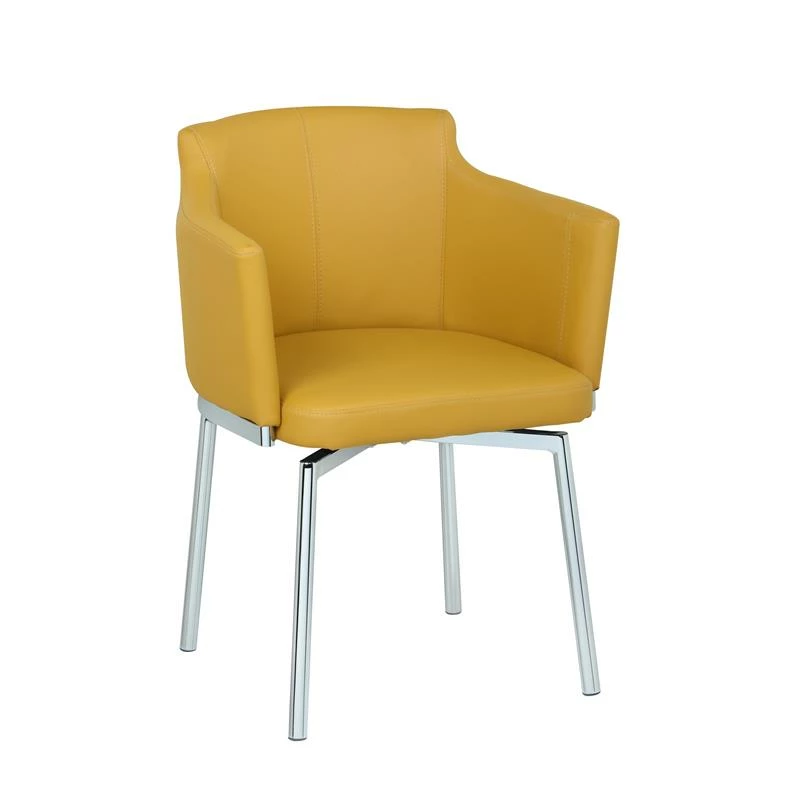 Wholesale 💯 Milan Denise Mustard Yellow Faux Leather Club Arm Chair With Swivel (Set Of 2) 🔔 7 Wholesale 💯 Milan Denise Mustard Yellow Faux Leather Club Arm Chair With Swivel (Set Of 2) 🔔 - Image 5