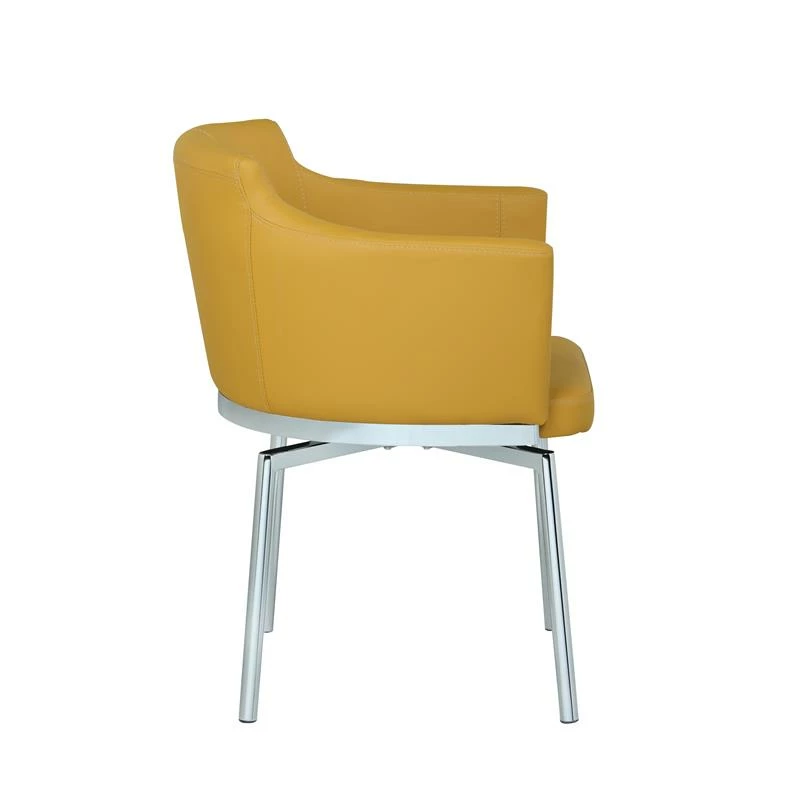 Wholesale 💯 Milan Denise Mustard Yellow Faux Leather Club Arm Chair With Swivel (Set Of 2) 🔔 8 Wholesale 💯 Milan Denise Mustard Yellow Faux Leather Club Arm Chair With Swivel (Set Of 2) 🔔 - Image 6