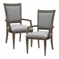 Cheapest ❤️ Lexicon 19" Transitional Fabric Dining Room Arm Chair In Gray/Brown (Set Of 2) 😍