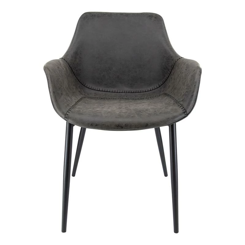 Deals 😀 LeisureMod Markley Leather Dining Armchair With Metal Legs In Charcoal Black 🎉 4 Deals 😀 LeisureMod Markley Leather Dining Armchair With Metal Legs In Charcoal Black 🎉 - Image 2
