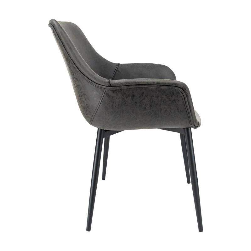 Deals 😀 LeisureMod Markley Leather Dining Armchair With Metal Legs In Charcoal Black 🎉 5 Deals 😀 LeisureMod Markley Leather Dining Armchair With Metal Legs In Charcoal Black 🎉 - Image 3