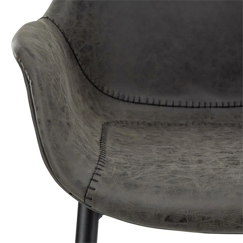 Deals 😀 LeisureMod Markley Leather Dining Armchair With Metal Legs In Charcoal Black 🎉 7 Deals 😀 LeisureMod Markley Leather Dining Armchair With Metal Legs In Charcoal Black 🎉 - Image 5
