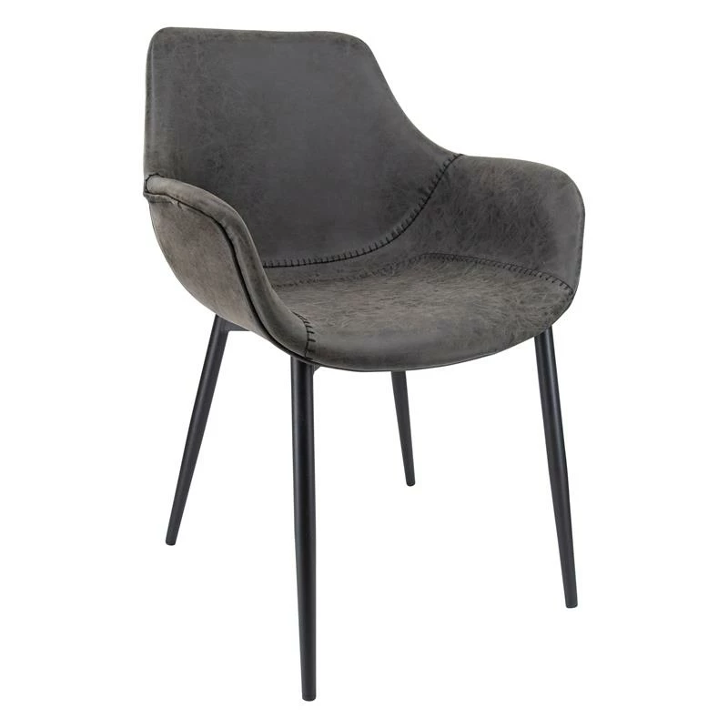 Deals 😀 LeisureMod Markley Leather Dining Armchair With Metal Legs In Charcoal Black 🎉 3 Deals 😀 LeisureMod Markley Leather Dining Armchair With Metal Legs In Charcoal Black 🎉