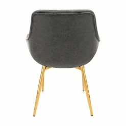 Best Sale ✨ LeisureMod Markley Leather Dining Armchair With Gold Legs In Charcoal Black ✔️ -Cheap Office Chairs Store 2494749 3 L