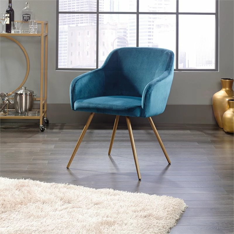 Best Sale 👏 Pemberly Row Modern Velvet Accent Chair In Blue And Satin Gold 🥰 4 Best Sale 👏 Pemberly Row Modern Velvet Accent Chair In Blue And Satin Gold 🥰 - Image 2