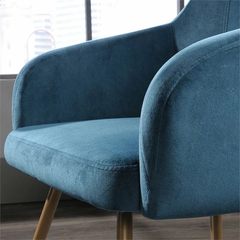 Best Sale 👏 Pemberly Row Modern Velvet Accent Chair In Blue And Satin Gold 🥰 5 Best Sale 👏 Pemberly Row Modern Velvet Accent Chair In Blue And Satin Gold 🥰 - Image 3