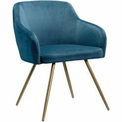 Best Sale 👏 Pemberly Row Modern Velvet Accent Chair In Blue And Satin Gold 🥰