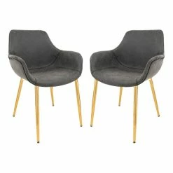 Top 10 ๐ LeisureMod Markley Leather Dining Armchair Gold Legs Set Of 2 In Charcoal Black ๐ฅ