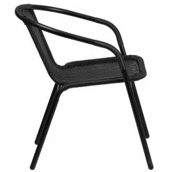 Flash Sale 😀 Afuera Living Stackable Rattan Curved Back Dining Chair In Black (Set Of 2) ⌛ -Cheap Office Chairs Store 2500674 13 L