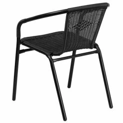 Flash Sale 😀 Afuera Living Stackable Rattan Curved Back Dining Chair In Black (Set Of 2) ⌛ -Cheap Office Chairs Store 2500674 14 L