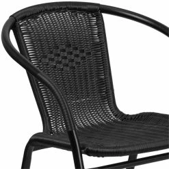 Flash Sale 😀 Afuera Living Stackable Rattan Curved Back Dining Chair In Black (Set Of 2) ⌛ -Cheap Office Chairs Store 2500674 15 L