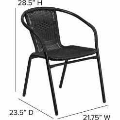 Flash Sale 😀 Afuera Living Stackable Rattan Curved Back Dining Chair In Black (Set Of 2) ⌛ -Cheap Office Chairs Store 2500674 17 L