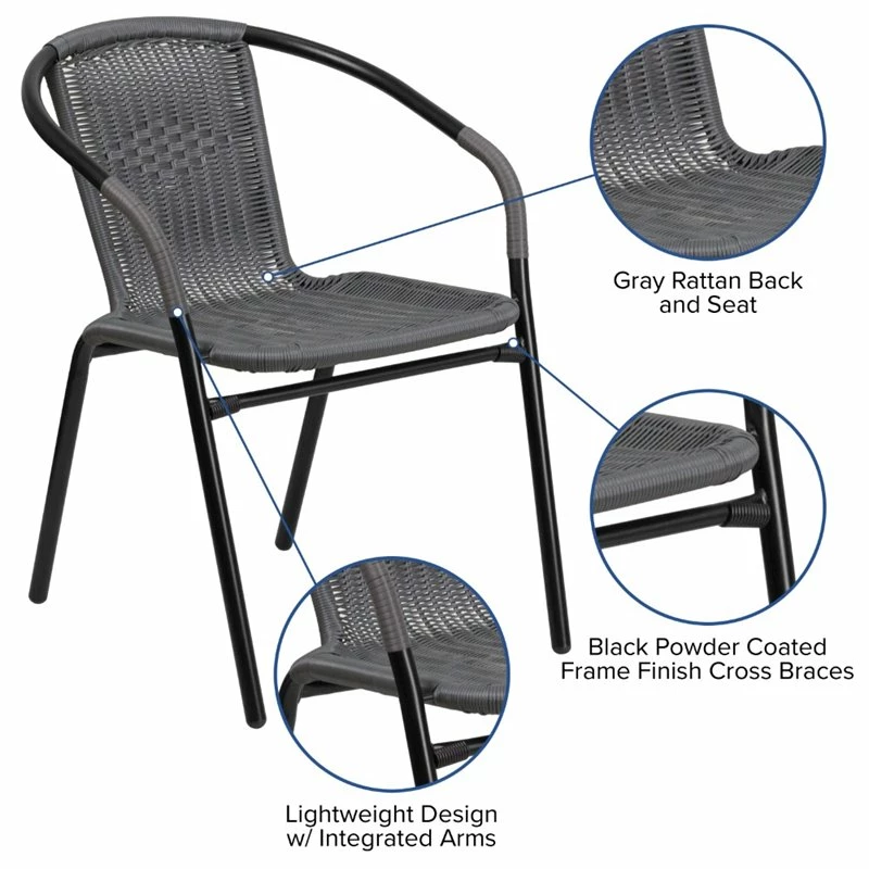 Budget 🔔 Afuera Living Stackable Rattan Curved Back Dining Arm Chair In Gray (Set Of 2) ⌛ 10 Budget 🔔 Afuera Living Stackable Rattan Curved Back Dining Arm Chair In Gray (Set Of 2) ⌛ - Image 8