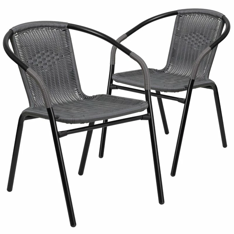 Budget 🔔 Afuera Living Stackable Rattan Curved Back Dining Arm Chair In Gray (Set Of 2) ⌛ 3 Budget 🔔 Afuera Living Stackable Rattan Curved Back Dining Arm Chair In Gray (Set Of 2) ⌛