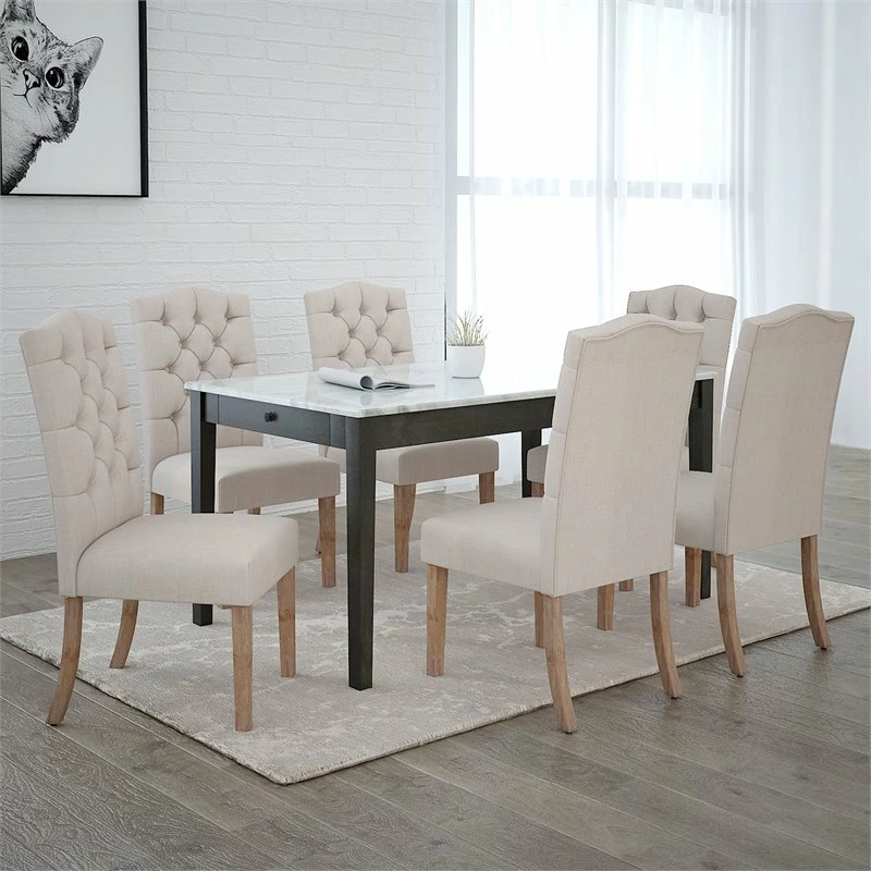 Best deal 🤩 !nspire Lucian 20" Fabric Upholstered/Wood Side Chairs In Beige (Set Of 2) 💯 4 Best deal 🤩 !nspire Lucian 20" Fabric Upholstered/Wood Side Chairs In Beige (Set Of 2) 💯 - Image 2