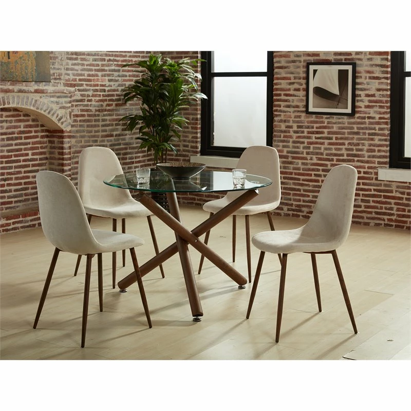 Promo 😍 WHI Lyna 19" Fabric Upholstered/Metal Side Chairs In Beige (Set Of 4) 👏 4 Promo 😍 WHI Lyna 19" Fabric Upholstered/Metal Side Chairs In Beige (Set Of 4) 👏 - Image 2