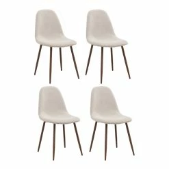 Promo 😍 WHI Lyna 19" Fabric Upholstered/Metal Side Chairs In Beige (Set Of 4) 👏