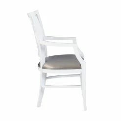 Budget ⌛ Pemberly Row Mid Century Wood Dining Arm Chair In White ⌛ -Cheap Office Chairs Store 2518226 3 L