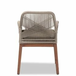 Best Pirce 😀 Baxton Studio Jennifer Gray Woven Rope Mahogany Dining Arm Chair 😍 -Cheap Office Chairs Store 2519764 3 L