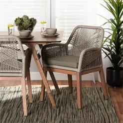 Best Pirce 😀 Baxton Studio Jennifer Gray Woven Rope Mahogany Dining Arm Chair 😍 -Cheap Office Chairs Store 2519764 7 L