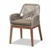 Best Pirce 😀 Baxton Studio Jennifer Gray Woven Rope Mahogany Dining Arm Chair 😍 -Cheap Office Chairs Store 2519764 L