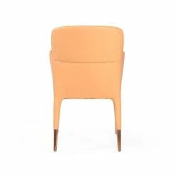 Buy ⌛ Limari Home Ogden 17" Faux Leather Dining Armchair In Peach Orange/Rosegold 🤩 -Cheap Office Chairs Store 2521303 2 L
