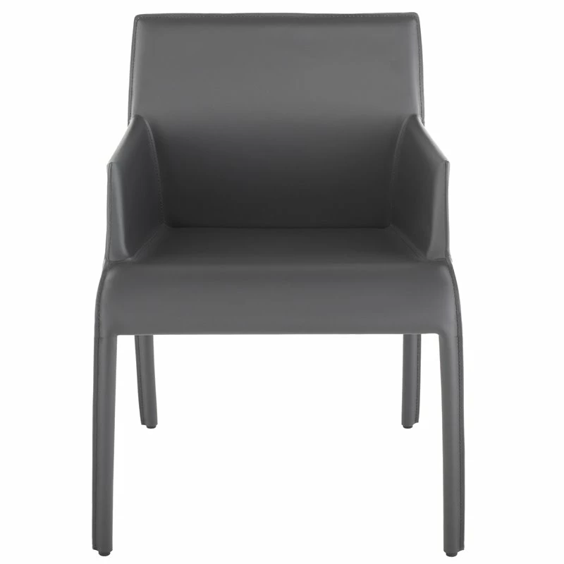 Budget 🔔 Nuevo Delphine 18.5" Contemporary Leather Dining Armchair In Matte Dark Gray 😉 4 Budget 🔔 Nuevo Delphine 18.5" Contemporary Leather Dining Armchair In Matte Dark Gray 😉 - Image 2