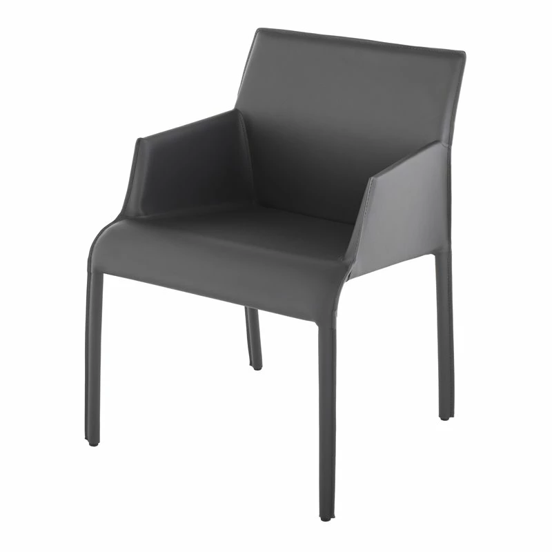 Budget 🔔 Nuevo Delphine 18.5" Contemporary Leather Dining Armchair In Matte Dark Gray 😉 3 Budget 🔔 Nuevo Delphine 18.5" Contemporary Leather Dining Armchair In Matte Dark Gray 😉