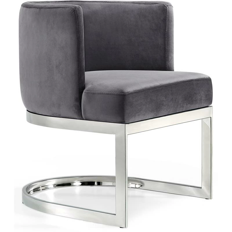 New 🎉 Maklaine Contemporary 19.5"H Velvet Dining Chair In Gray 😍 3 New 🎉 Maklaine Contemporary 19.5"H Velvet Dining Chair In Gray 😍