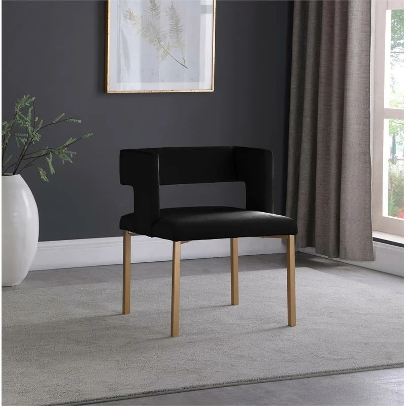 Flash Sale 😀 Maklaine Contemporary Black Velvet Dining Chair (Set Of 2) 😀 4 Flash Sale 😀 Maklaine Contemporary Black Velvet Dining Chair (Set Of 2) 😀 - Image 2