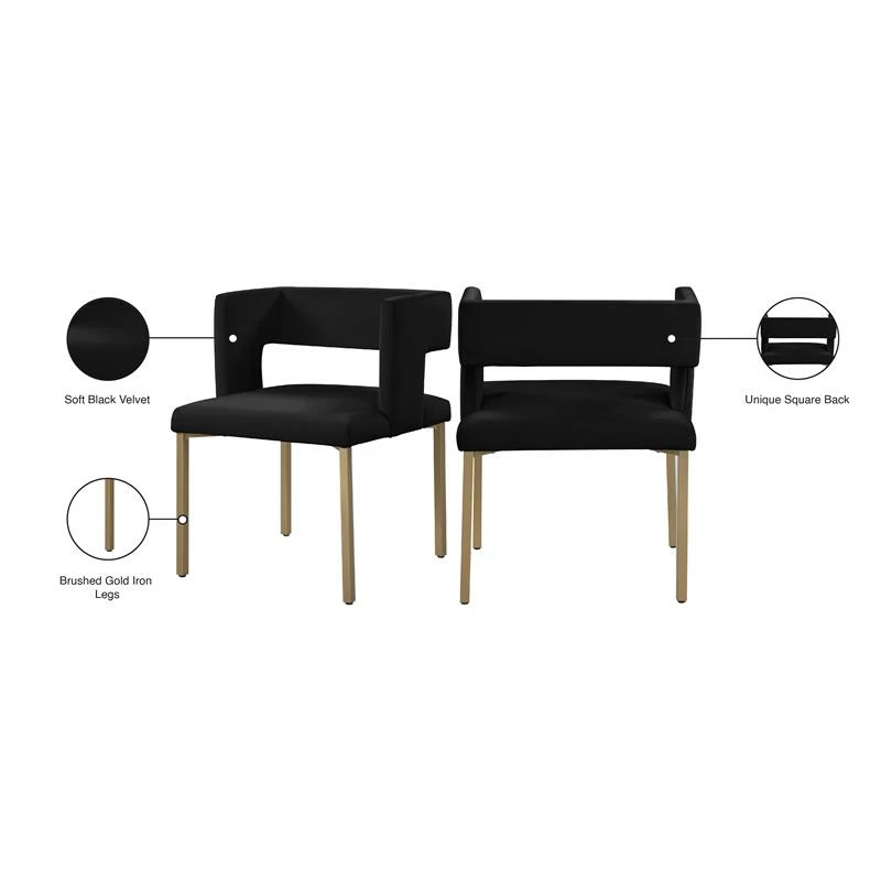 Flash Sale 😀 Maklaine Contemporary Black Velvet Dining Chair (Set Of 2) 😀 8 Flash Sale 😀 Maklaine Contemporary Black Velvet Dining Chair (Set Of 2) 😀 - Image 6