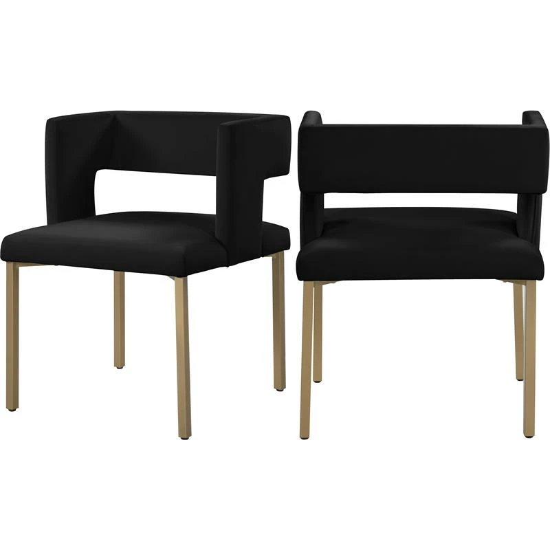 Flash Sale 😀 Maklaine Contemporary Black Velvet Dining Chair (Set Of 2) 😀 3 Flash Sale 😀 Maklaine Contemporary Black Velvet Dining Chair (Set Of 2) 😀