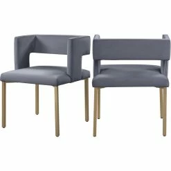 Hot Sale ๐ Maklaine Contemporary Gray Velvet Dining Chair (Set Of 2) ๐งจ