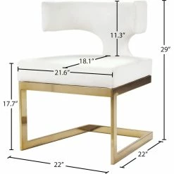 Flash Sale 🎉 Trent Home Contemporary White Faux Leather Dining Chair 👏 -Cheap Office Chairs Store 2533416 9 L