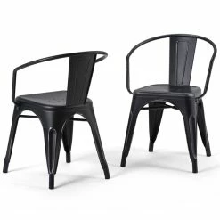 Budget ๐ Trent Home Metal Dining Arm Chair In Black (Set Of 2) ๐ฏ