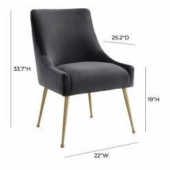 Cheapest 👏 TOV Furniture Beatrix 19" Transitional Velvet Side Chair In Gray 😉 -Cheap Office Chairs Store 2536856 9 L