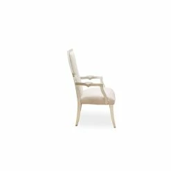 Hot Sale 💯 Michael Amini Camden Court 19" Wood/Linen Fabric Dining Arm Chair In Pearl Ivory 💯 -Cheap Office Chairs Store 2539114 3 L